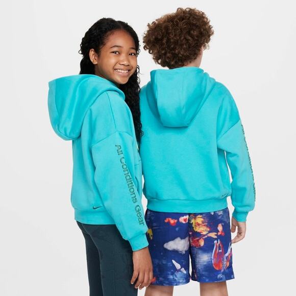 NWT Nike ACG Icon Fleece Older Kids' Pullover Hoodie Sweatshirt Teal | Unisex L - Picture 2 of 8
